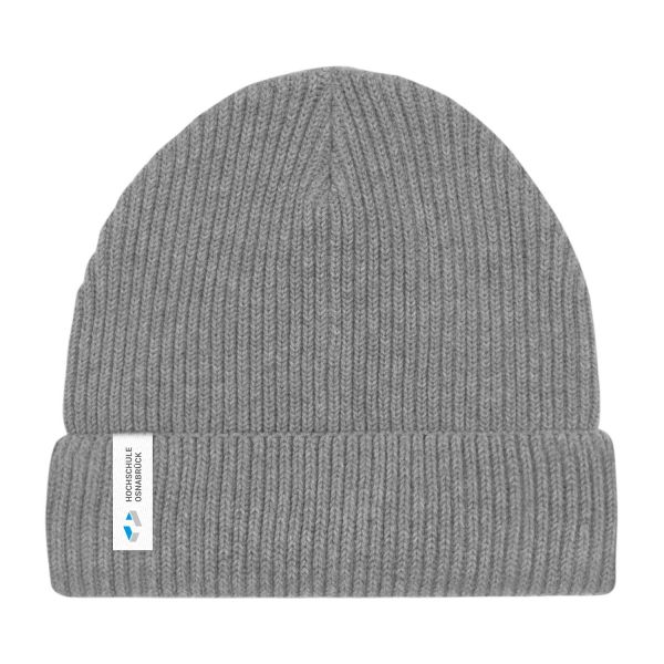 Fisherman Beanie, mid heather grey, label